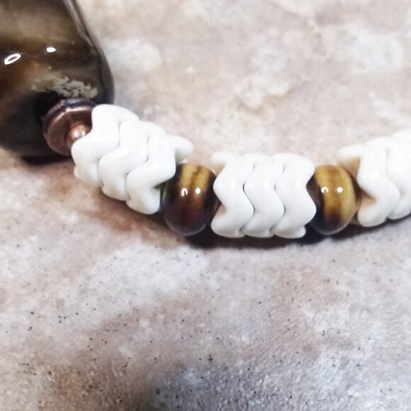 Coffee + Cream! Fire Agates! Big + Chunky OOAK Bracelet - Rustic Rugged Calm - Picture 5 of 7